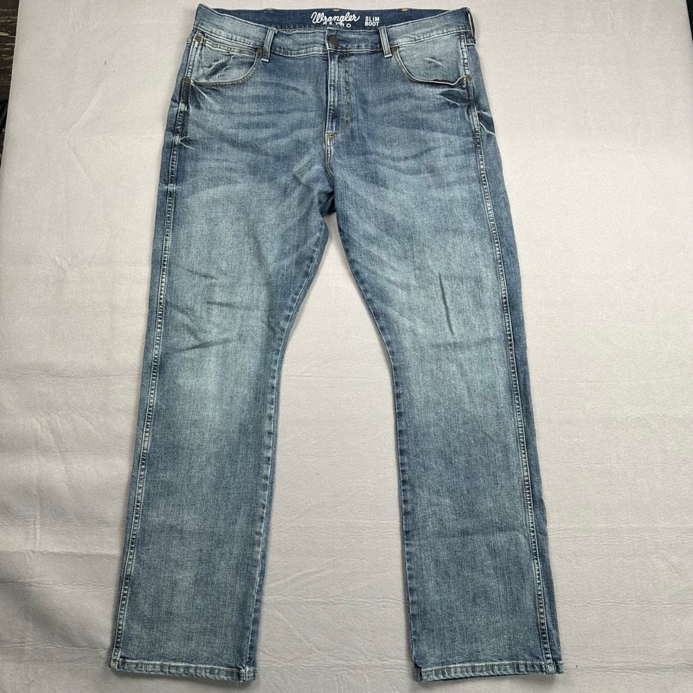Wrangler Retro Slim Boot Jeans Mens 36x34 Medium Wash 1077MWZGL Western